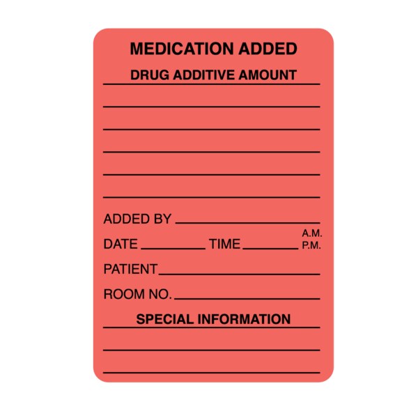 Medication Added Drug Additive Amount 2-15/16" x 2" Flr Red w/Black
